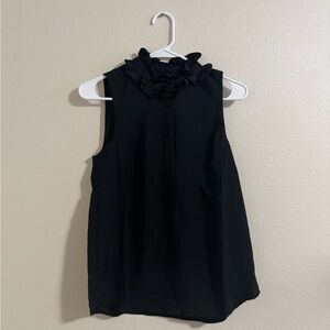 J. Crew Black Ruffled Sleeveless Blouse